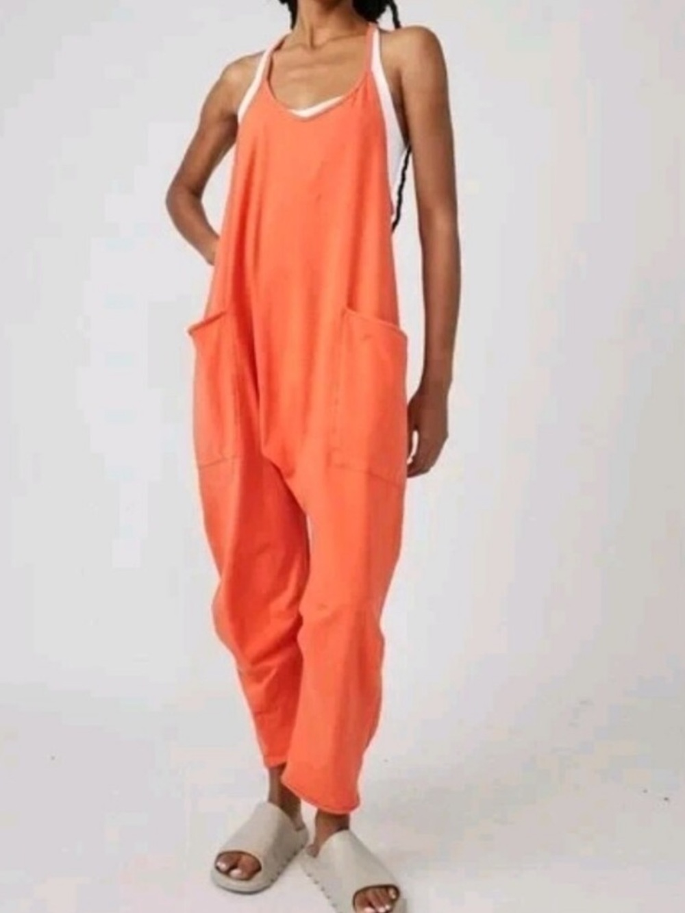 FP Free People Movement Hot Shot One Piece s Coral Pink Orange Jumpsuit - Picture 1 of 11